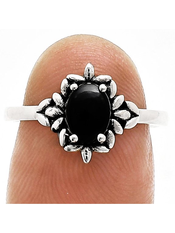 Black Onyx 925 Sterling Silver Ring s.6 Jewelry R-1721 AGR1013_E_6
