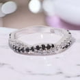 thumbnail image 1 of Black Onyx And White Diamond Half Eternity Band Twisted Bridal Band Wedding Jewelry Anniversary Gift 14K Gold Vermeil, Birthstone Ring, 1 of 5