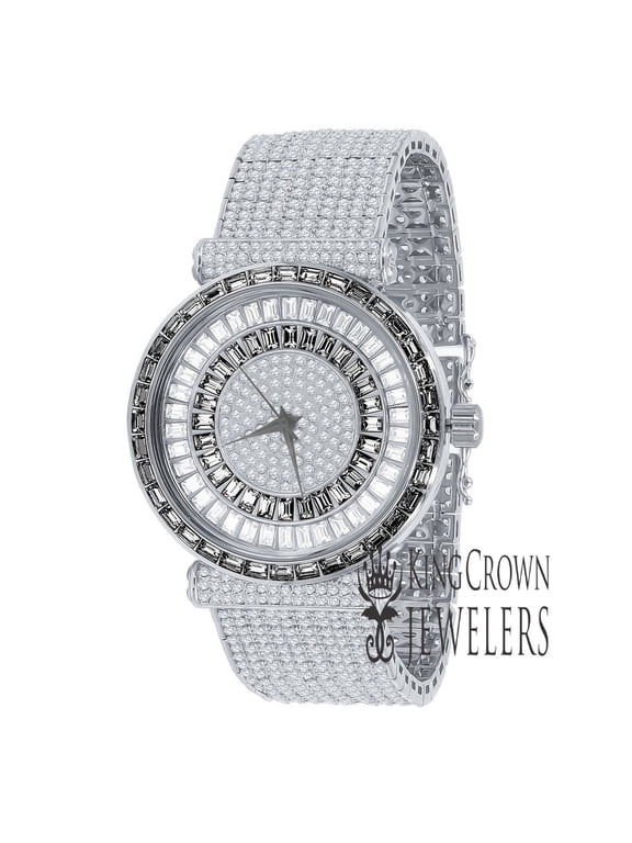 Black Onyx Baguette Simulated Diamond Jo Rodeo 10 Row Custom Band Iced Out Bezel Mens Luxury Watch