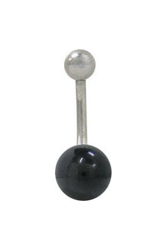 Black Onyx Belly Ring Surgical Steel 14G