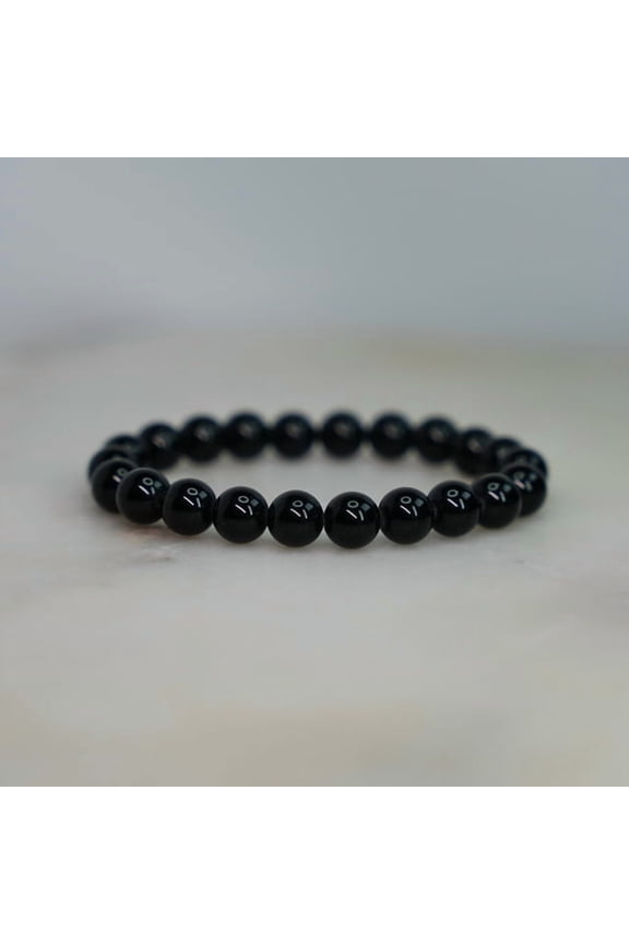 Black Onyx Bracelet Mens | Stone Beads Bracelet | Focus on Heart Chakra | Stunning Gem Patterns Tones | Black Onyx Bracelet Mens is a new age style bracelet for men made of high-grade natur