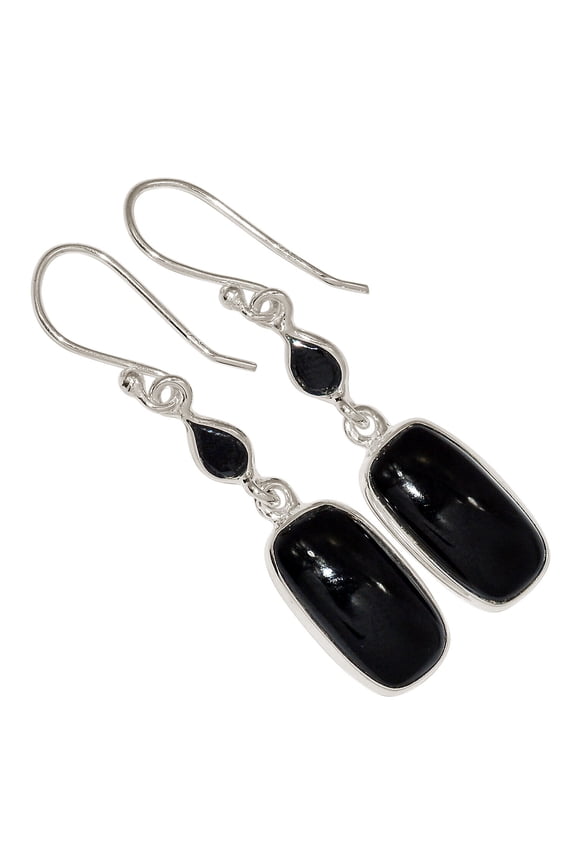 Black Onyx - Brazil 925 Sterling Silver Earrings Jewelry ALLE-18216