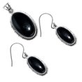 thumbnail image 1 of Black Onyx - Brazil 925 Sterling Silver Pendant Earrings Jewelry Set DGT01033 T-1006, 1 of 7