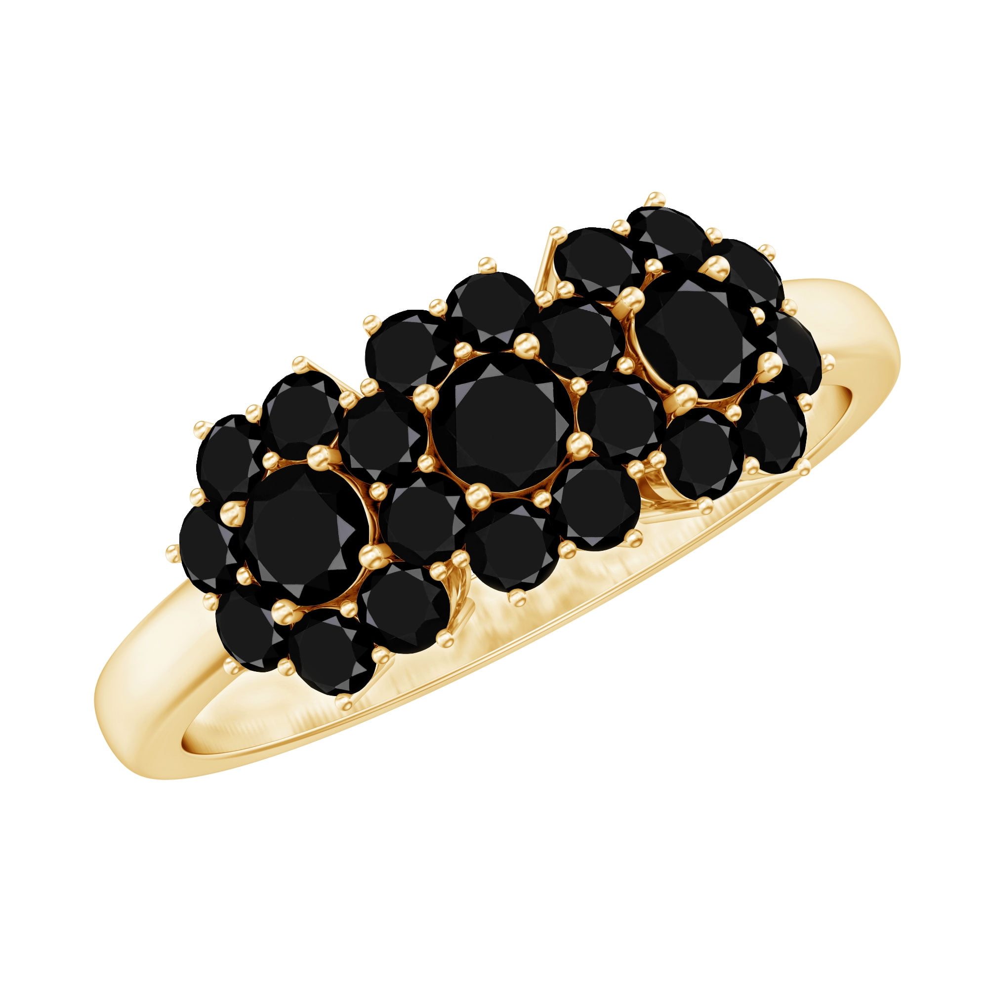 Rosec Jewels Real Black Onyx Cluster Engagement Ring - AAA Quality ...