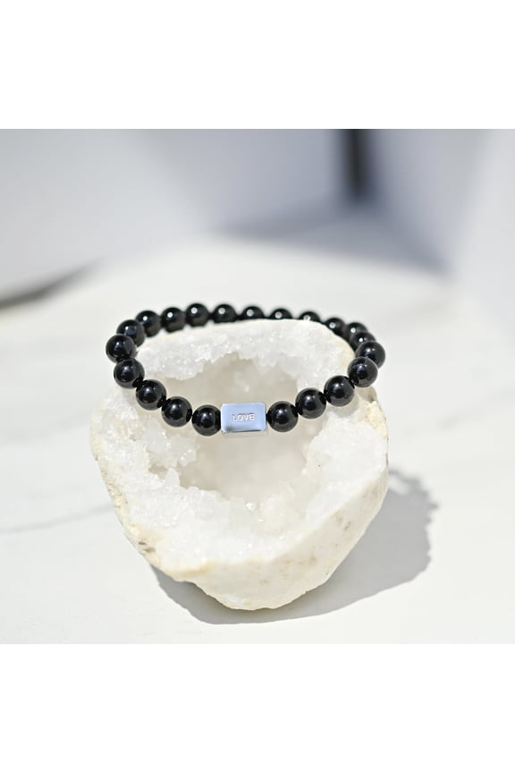 Black Onyx Crystal Bar Bracelet - Love Bracelet
