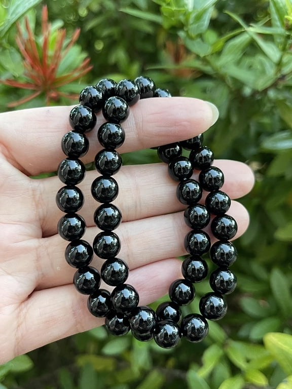 Black Onyx Crystal Bead Bracelet 8mm, Genuine Black Onyx Stretch Gemstone Bracelet, Healing Crystal Bracelet Bead Bracelet, Gift for Men & Women