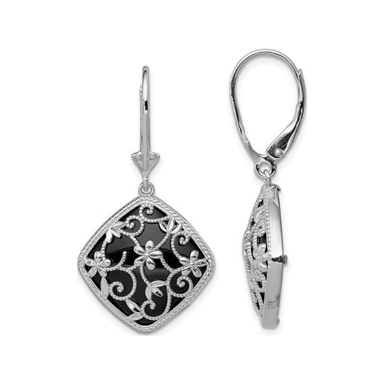 Black Onyx Dangle Filigree Sterling Silver Earrings Black Onyx Dangle Filigree Sterling Silver Earrings