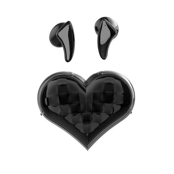 Black Onyx Deformable Heart-Shaped Bluetooth Headset In-Ear Noise Reduction Rotary Cute Gift