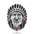 thumbnail image 1 of Black Onyx Dot Red Coral Accented Indian Style .925 Silver Ring-10, 1 of 6