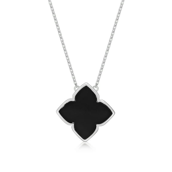 Black Onyx Evil Eye Pendant Necklace for Women in 925 Sterling Silver with White Sapphire on 18 Inch Long Adjustable Chain Lobster Claw by Lavari Jewelers