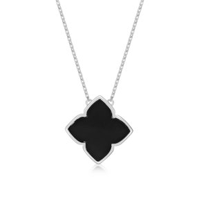 Black Onyx Evil Eye Pendant Necklace for Women in 925 Sterling Silver with White Sapphire on 18 Inch Long Adjustable Chain Lobster Claw by Lavari Jewelers