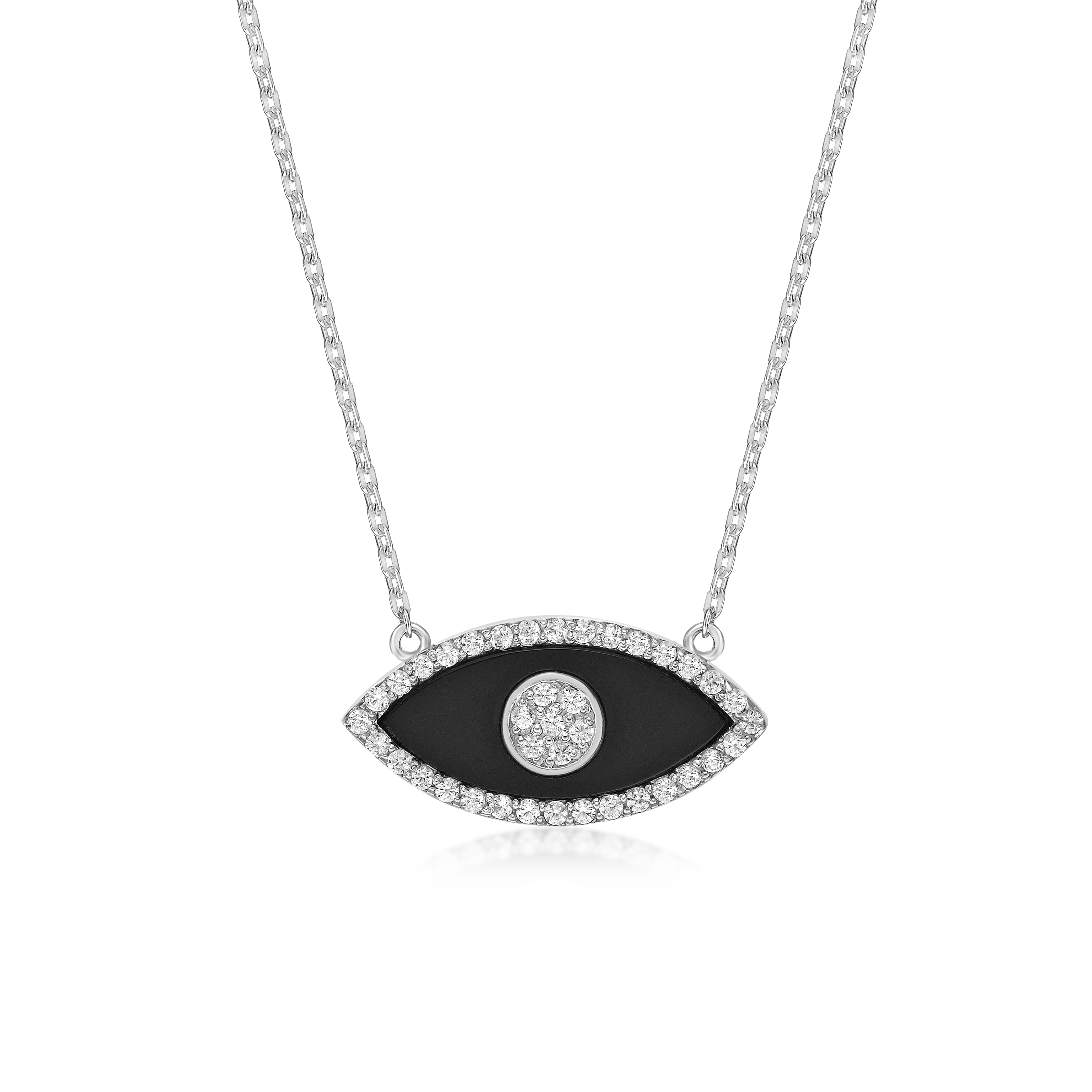 1.30Ct Round Cut store Diamond & Blue Sapphire Evil Eye Pendant Necklace / Women's Evil Eye Pendant / Beautiful Necklace Pendant.