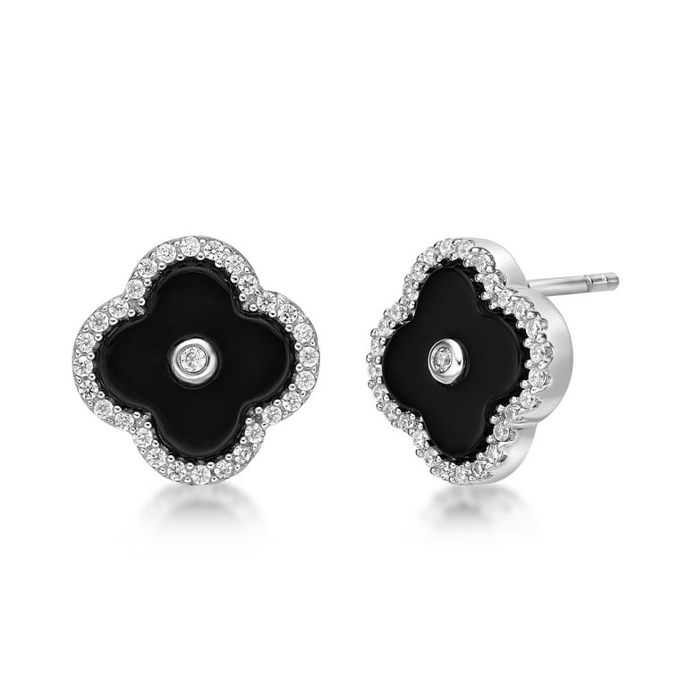 Princess Cut Black Cubic Zirconia Stud Earrings In 925 Sterling - Foto 2
