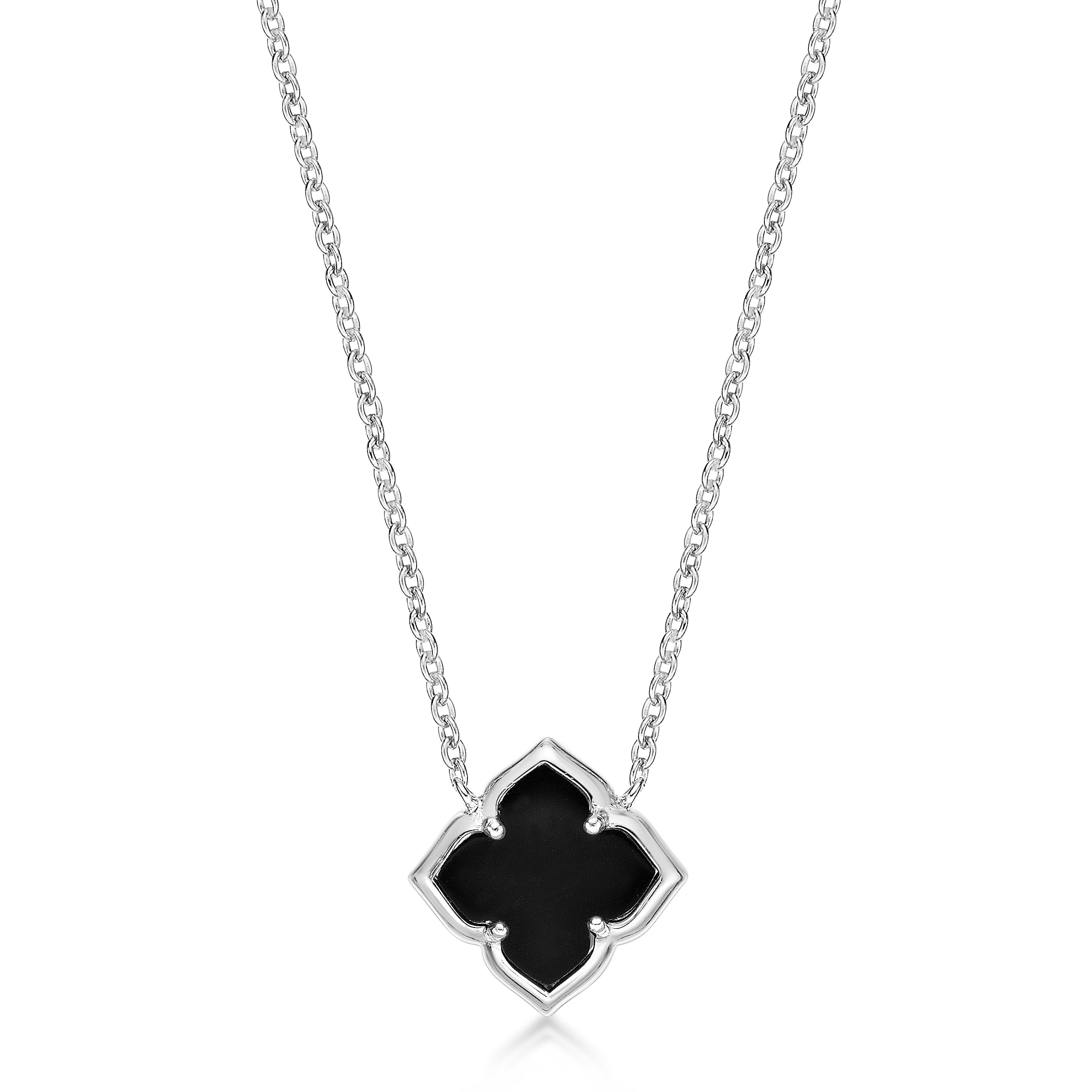 未使用タグ付き✨ 24SS noble プロヴォーグ フラワーモチーフ 黒 Black Onyx Four Petal Flower Pendant Necklace for Women in 925