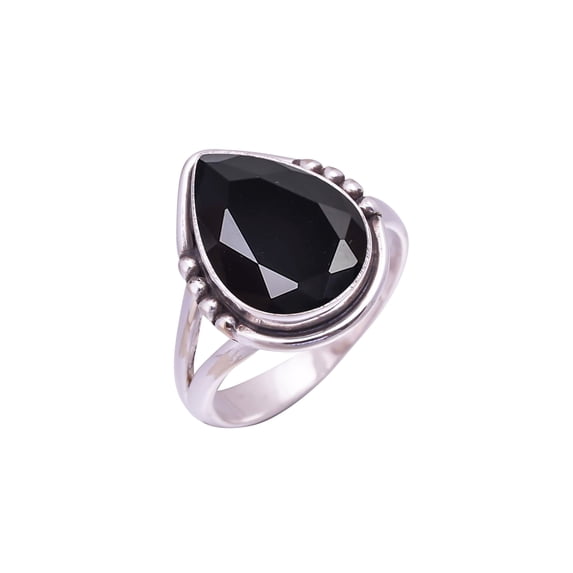 Black Onyx Gemstone 925 Sterling Silver Ring, Adjustable Ring, Silver Jewelry Ring, Black Ring, Pear Ring, Dainty Ring, Handmade Ring, Gemstone Ring,