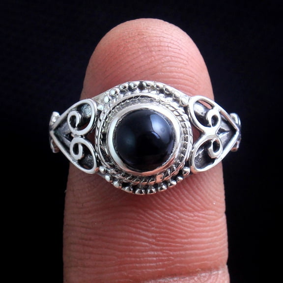 Black Onyx Gemstone Handmade Ring 925 Sterling Silver Fine Jewelry Statement Ring