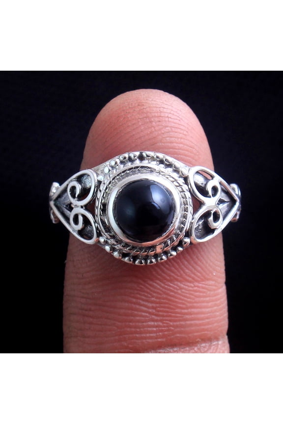 Black Onyx Gemstone Handmade Ring 925 Sterling Silver Fine Jewelry Statement Ring