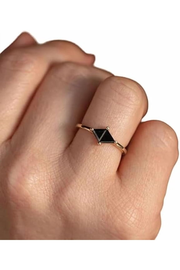 Black Onyx Gemstone Ring, Natural Black Onyx Tiny Ring, December Birthstone, Womens Ring, Gold Micron Ring, 925 Sterling Silver, Dainty Ring, Minimal Stackable Ring, Gift For Her, Christmas Gift