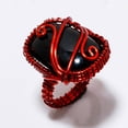 thumbnail image 1 of Black Onyx Gemstone Wire Wrapped Handcrafted Copper Jewelry Ring 8" SA 730, 1 of 2