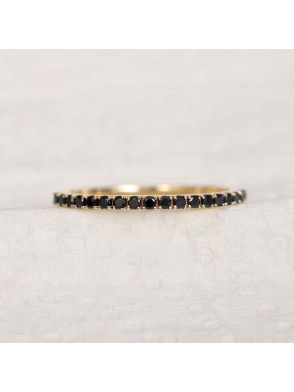 Black Onyx Haaf Eternity Ring. 925 Sterling Silver Ring.Daily wear Jewelery, Gift For Her