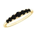 thumbnail image 1 of Rosec Jewels Black Onyx Half Eternity Ring for Women, Graduated Style Ring - 0.7 CT, 14K Yellow Gold, US 9.00, 1 of 6