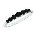 thumbnail image 1 of Rosec Jewels Black Onyx Half Eternity Ring for Women, Graduated Style Ring - 0.75 CT, 18K White Gold, US 12.00, 1 of 6