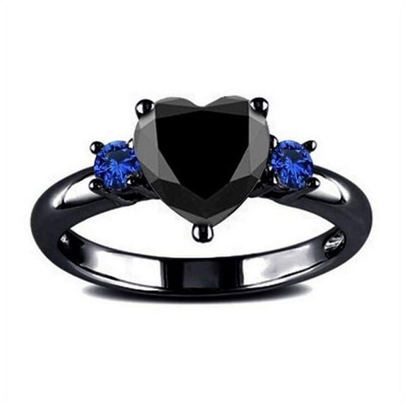 Black Onyx Heart Ring For Women Sexy Fashion Cool Party Rings