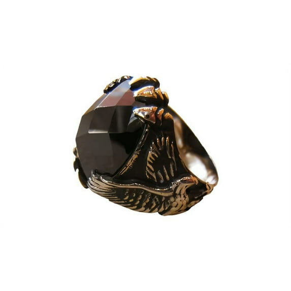 Black Onyx Mans Ring, Natural Black Onyx, December Birthstone, Eagle ...