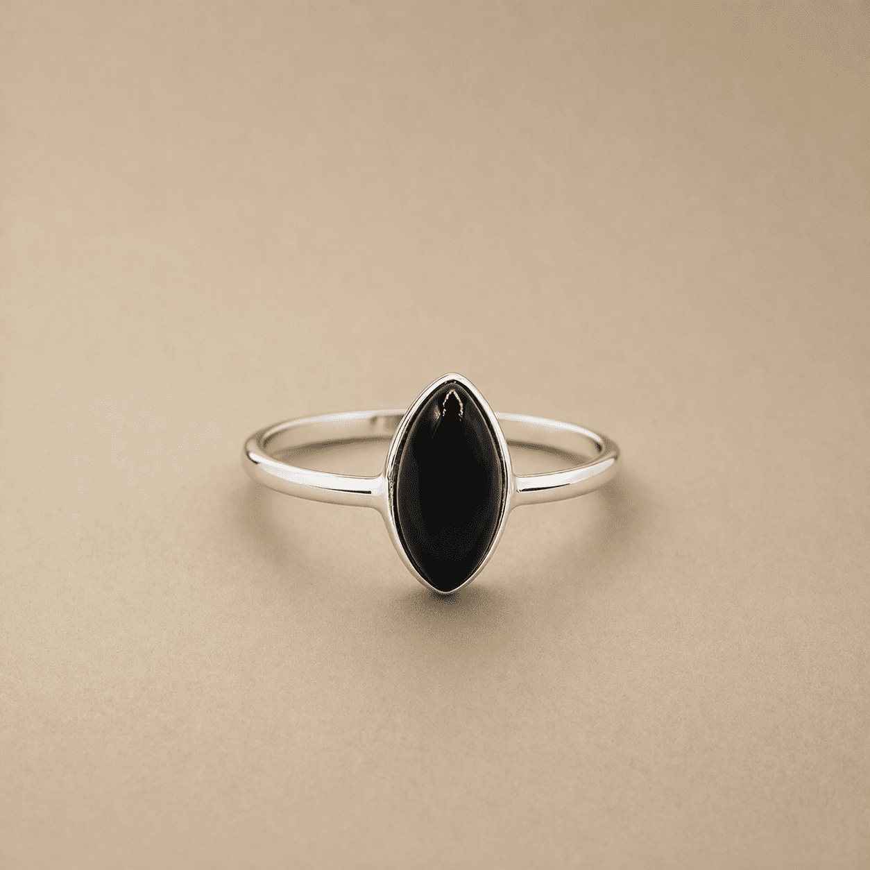 Black Onyx Marquise Ring for Women, 925 Sterling Silver Bezel Ring ...