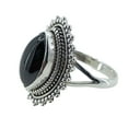 thumbnail image 1 of Black Onyx Marquise Sterling Silver Handmade Statement Women Ring, Black Gemstone Jewelry Size 11.0, 1 of 8