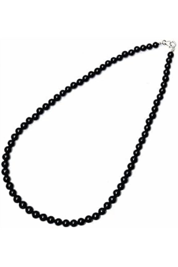 Black Onyx Necklace, Beaded Necklace 6mm-7mm Onyx Smooth Round Beads Necklace, Onyx Jewelry, Semi Precious Gemstone, 18 Inches Necklace Gift For Her