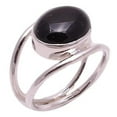 thumbnail image 1 of Black Onyx Oval 925 Sterling Silver Handmade Statement Women December Gemstone Boho Ring Size 8.5, 1 of 4