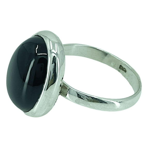 Black Onyx Oval 925 Sterling Silver Handmade Statement Women December Gemstone Ring Size 9.5