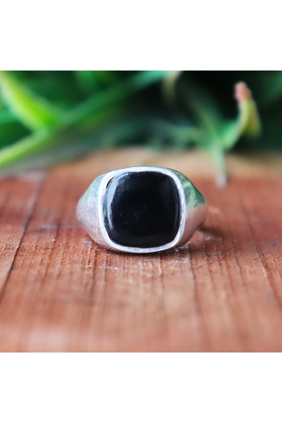 Black Onyx Ring, 925 Silver Ring, Men's Signet Ring, Minimalist Ring, Unisex Jewelry, Bold Silver Ring, Protective Stone Ring, Gift For Her*