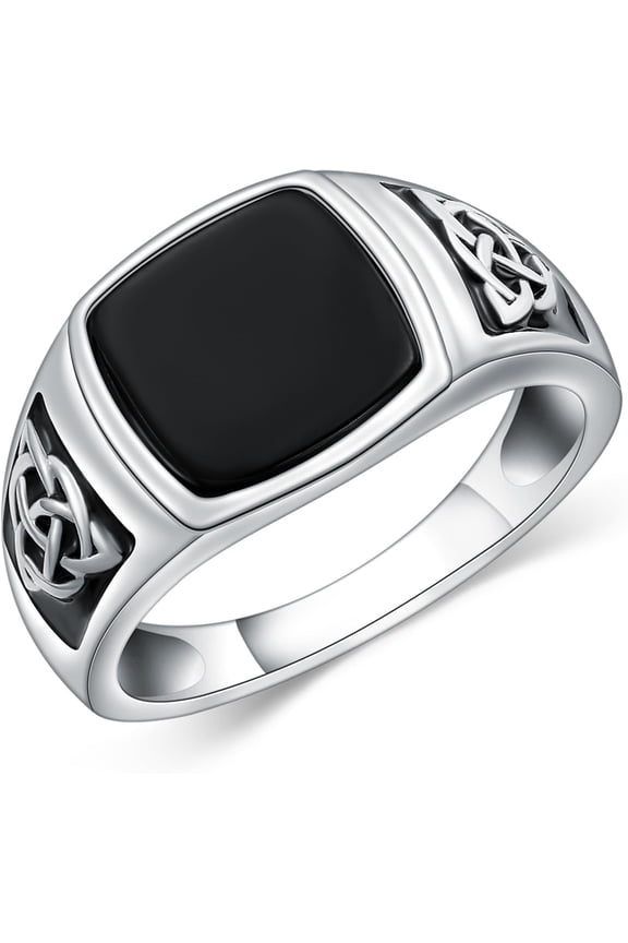Black Onyx Ring 925 Sterling Silver Onyx Band Promise Ring Jewelry for Men Women