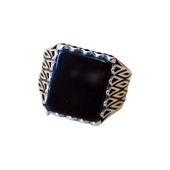 Black Onyx Ring, Oxidized Silver Jewelry, 925 Silver Ring, Father's Day, Flat Natural Black Onyx, December Birthstone Ring, Heavy Mens Ring, Spiritual Healing Gemstone, Christmas, Designer Mens Ring
