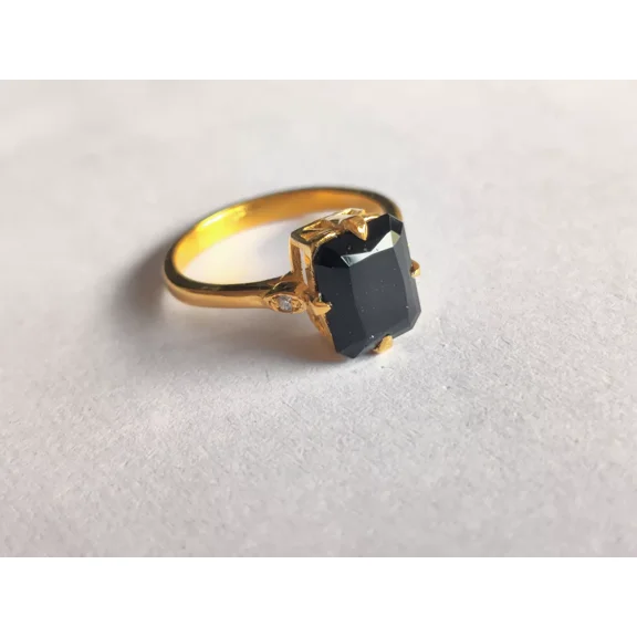 Handmade Black Onyx Rectangle Ring, Silver, 5.5 Inches, 1 ct. t.w.