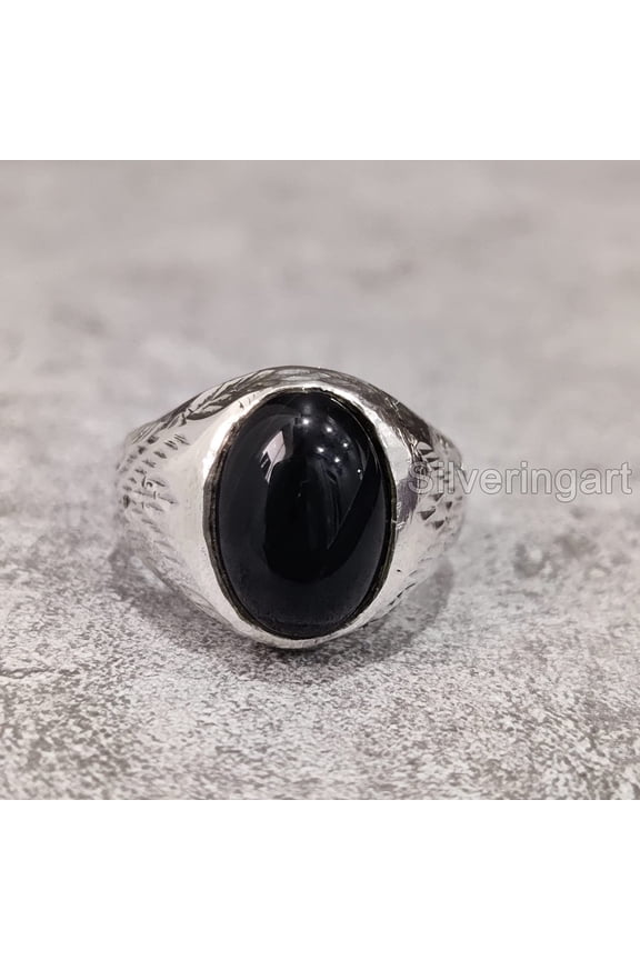 Black Onyx Ring, Silver Jewelry, 925 Silver Ring, Father's Day, AAA Natural Black Onyx, December Birthstone Ring, Heavy Mens Ring, Spiritual Healing Gemstone, Christmas, Designer Mens Ring