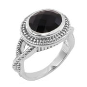 EARTHGEMS JEWELLERY Black Onyx Ring Sterling Silver Ring Gemstone Ring Statement Ring for Women