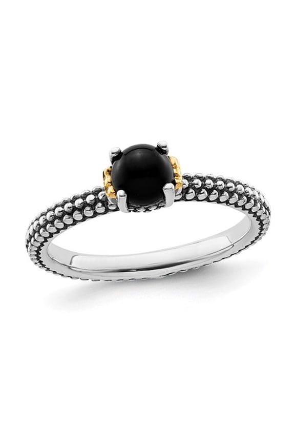 Gem & Harmony Black Onyx Ring in Antiqued Sterling Silver for Women