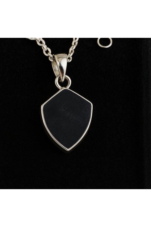 Black Onyx Shield Pendant, 925 Solid Silver, Boho Pendant, Gemstone Pendant, Promise Gift, Black Onyx Jewelry