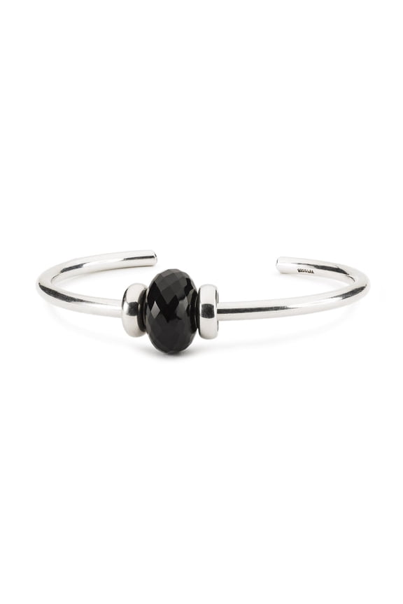 Black Onyx Silver Bangle, Size M Gemstone Bracelet