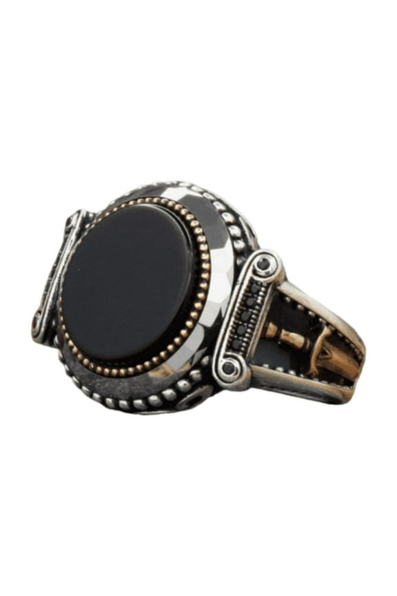 Black Onyx Sword Ancient men’s ring 925k Sterling Silver Handmade Ring which gives you a Halloween Gift Ring || Ali Baba Jewellery