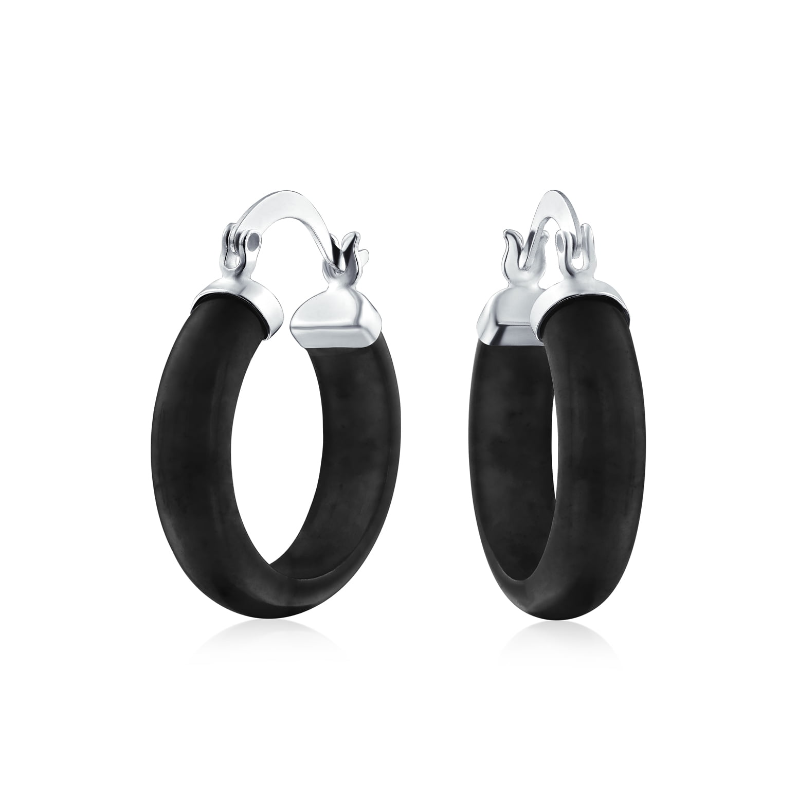 Black Onyx Tube Small Hoop Western Earrings .925 Silver 75 Inch Dia ...