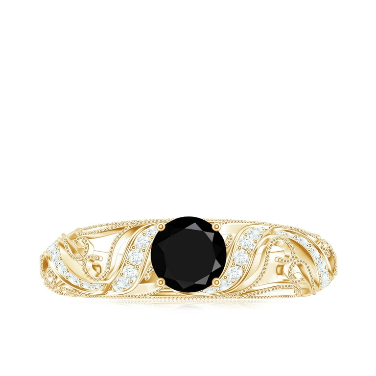 Vintage black onyx ring with diamond on sale