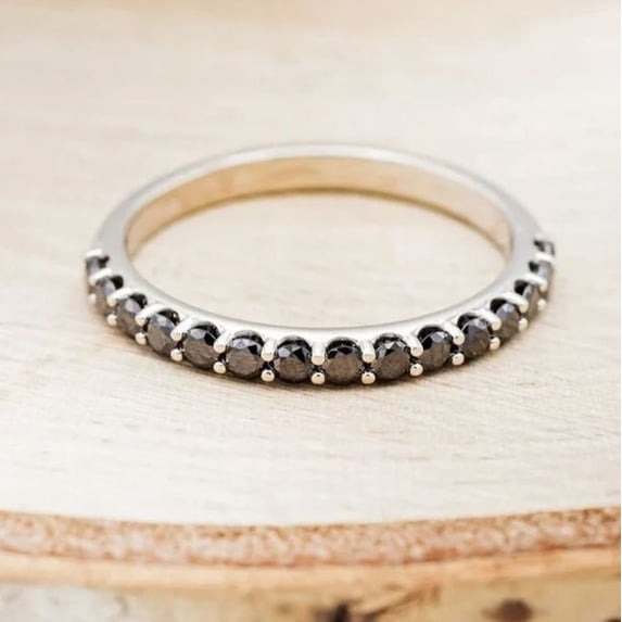 Black Onyx Wedding Band Promise Ring Christmas Anniversary Gift For Her 925 Sterling Silver Gemstone Jewelry For Women Gift