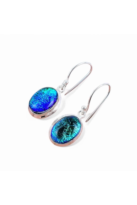 Black Opal Drop Earrings 925 Sterling Silver, Handcrafted & Lightweight Jewelry Gift for Brides & Loved Ones
