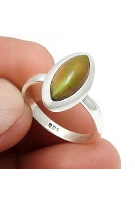 Black Opal Gemstone 925 Silver Boho Cocktail Valentine Gift Bezel Ring Size 7.5