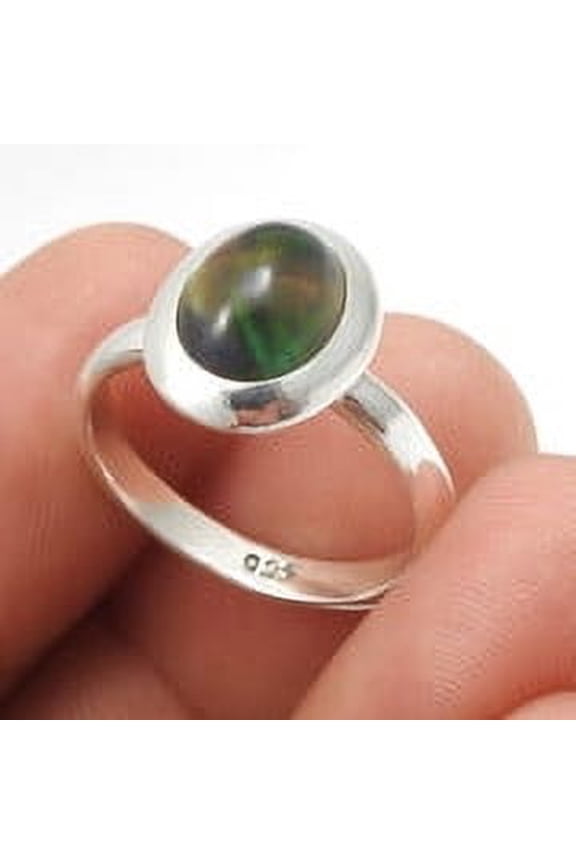 Black Opal Gemstone 925 Sterling Silver Valentine Gift Cocktail Ring Size 6.5