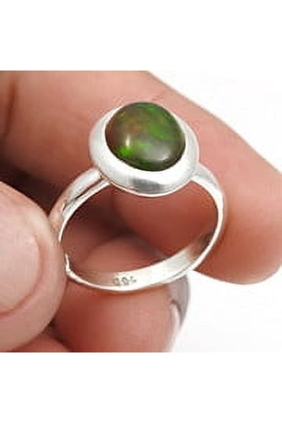 Black Opal Gemstone Cocktail Valentine Gift Bezel Ring 925 Silver US 6.5